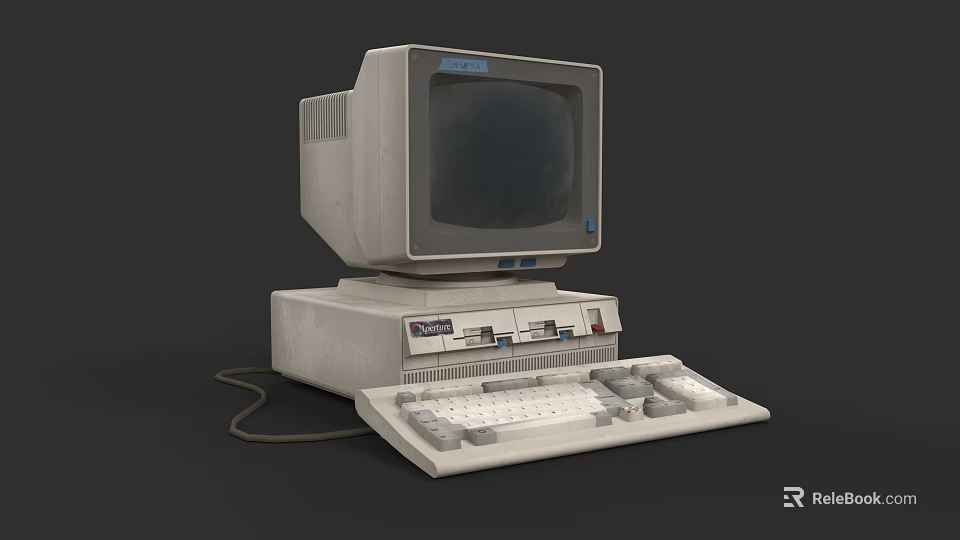 Vintage Computer System With CRT Monitor Desktop Unit And Keyboard 3d model 