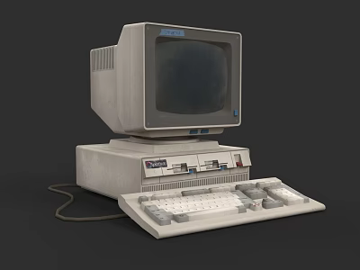 Vintage Computer System With CRT Monitor Desktop Unit And Keyboard 3d model