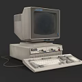 Vintage Computer System With CRT Monitor Desktop Unit And Keyboard