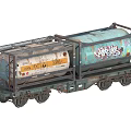 Vintage Freight Train Tank Car Featuring Graffiti Covered Metal Frame And Wheels