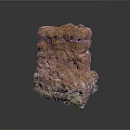 Natural Rough Textured Stone Scene Component With Brown Green Moss Accents