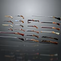 Various Firearms Collection With Different Types Neatly Arranged On