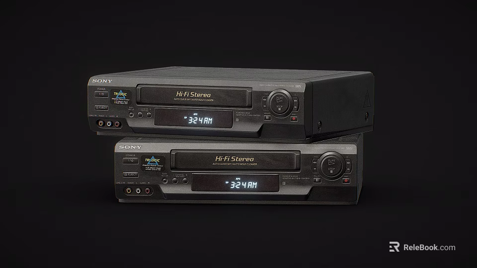 Sony Stacked Jet Stream HIFI Video Cassette Recorders Entertainment Electronics 3d model 