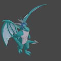 Turquoise Dragon Game and Movie Character With Wings White Underbelly Standing Pose
