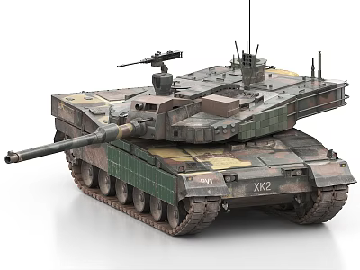 Modern XK2 Military Tank With Camouflage Paint Turret Main Gun And Tracks 3d model