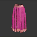 Bright Pink Flowy Skirt Featuring Pink Waistband And Flared Hem Design