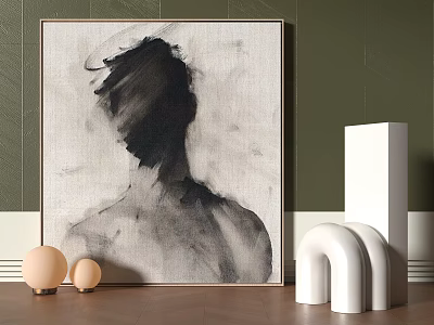 Abstract Human Silhouette Painting In Monochrome Tones For Modern Interior Decor 3d model