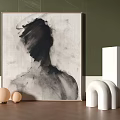 Abstract Human Silhouette Painting In Monochrome Tones For Modern Interior Decor