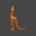 Orange Fur Game Movie Character with Long Ears Tail and Outstretched Arms in Natural Background
