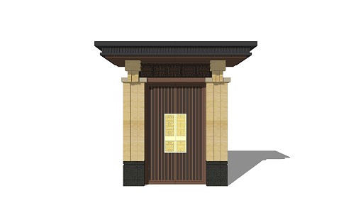 New Chinese-style Gate Entrance 3d model