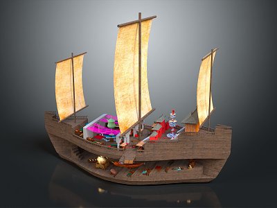 Chinese sailboat merchant ship ancient merchant ship ancient merchant ship 3d model