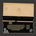 Vintage Portable Computer With Classic Keyboard Retro Display And Golden Case Design