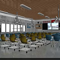 Modern Laboratory Interior Design With Blue Yellow Chairs Lab Benches And Equipment