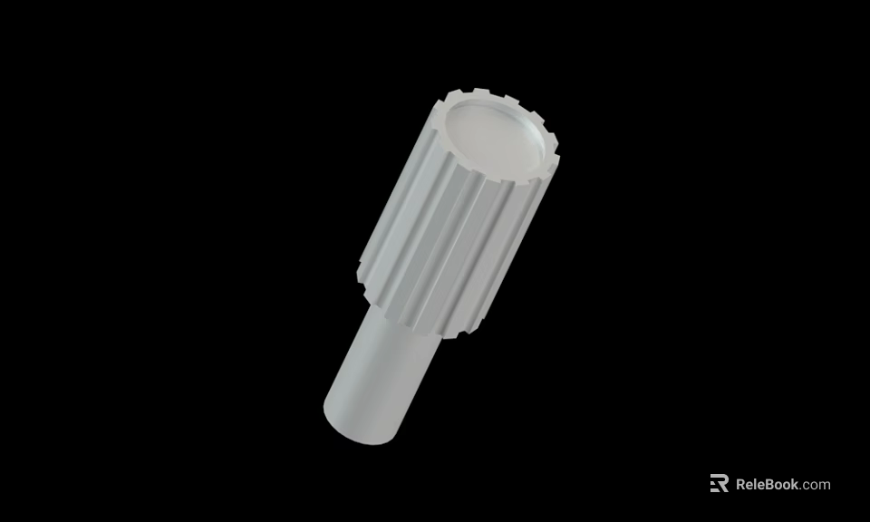 White Cylindrical Mechanical  Component With Ribbed Surface And Circular Top 3d model 