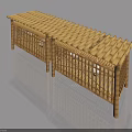 Outdoor Bamboo Swing Door Featuring Lattice Structure And Canopy Design 3d model