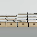 Modern Display Shelves With Wooden Cabinet Metal Frame And Multi Layer Design