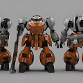Intelligent Mechanical Robot Model With Orange Gray Armor And Dual Angle