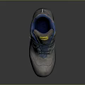Gray And Blue Safety Shoes With Green Sole And Yellow Label Design