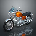 Orange and Silver Motorcycle with Black Seat Metallic Parts and Windshield on Reflective Surface