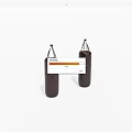 Two Brown Hanging Punching Bags For Boxing Training Equipment