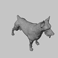 Low Poly Doberman 3D Model In Standing Pose With Tongue Out