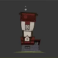 Cute 3D Model House with Red Roof White Walls Multiple Windows on Green Grass Base