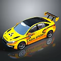 Yellow And Black LADA Sport Race Car With Rear Spoiler And Racing Design