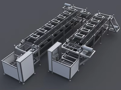 Efficient Industrial Production Line Equipment With Automated Conveyor And Metal Workstations 3d model