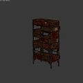 Vintage Wooden Multi Layer Storage Shelf Cabinet With Drawers And Hooks For Home Organization