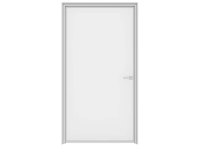 White Interior Hinged Door With Simple Design And Metal Handle Frame 3d model