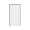 White Interior Hinged Door With Simple Design And Metal Handle Frame