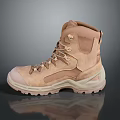 Tan High Top Hiking Boots With Lace Up Design And Durable Rubber Sole