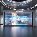 Modern Tech Exhibition Hall With Futuristic Holographic Projections And Interactive Screens