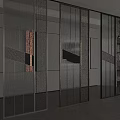 Modern Room Divider Design With Metal Frame Striped Panels And Geometric Patterns