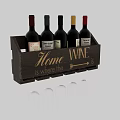 Rustic Wooden Wine Rack Decorative Ornament Set with Bottles Glasses and Engraved Home Wine Quote
