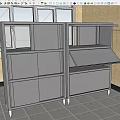 Modern Cafeteria Interior With Stainless Steel Counters Storage Cabinets And Tile Walls