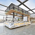 Modern Industrial Restaurant Interior With Open Layout Marble Bar Hanging Green Plants And Natural Light