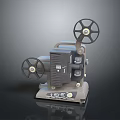 Vintage Film Projector With Dual Reels Metal Body And Control Knobs