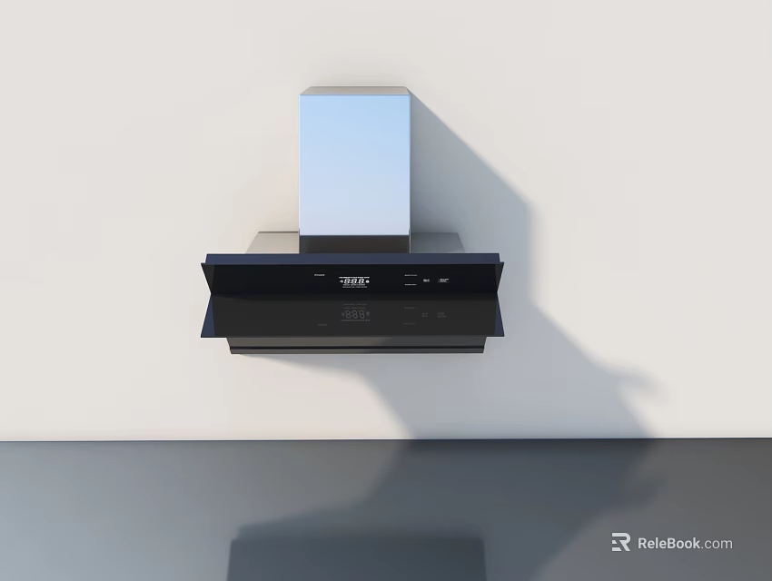 Modern Kitchen Range Hood With Wall Mounted Sleek Silver Black Design And Control Panel 3d model 
