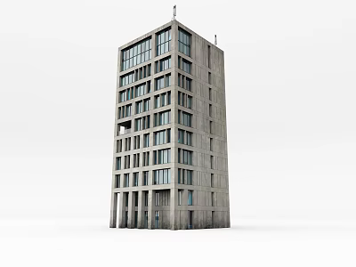 Modern High Rise Building With Gray Exterior And Multiple Windows 3d model