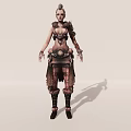 Fierce Female Game Movie Character With Leather Armor Intricate Hair And Decorative Accessories