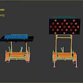 Modern Computer Equipment With Orange Stands Blue Solar Panels Black Panel And Yellow Dots