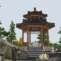 Chinese-style pavilion ancient pavilion double-layer pavilion landscape small building landscape pavilion four-corner pavilion six-corner pavilion gallery rest hall 3d model