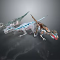 Realistic Dinosaur Creatures With Three Different Species In Colorful Dynamic Poses
