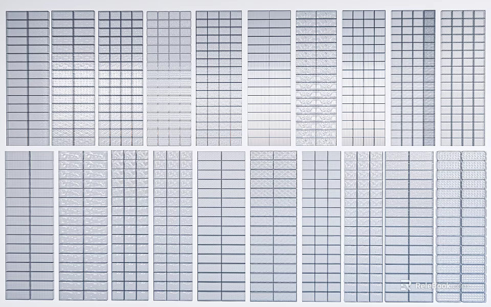 Stylish Room Dividers With Grid And Striped Patterns For Home Interior 3d model 
