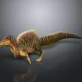 Colorful Spinosaurus 3D Model With Green Yellow Stripes And Vibrant Sail