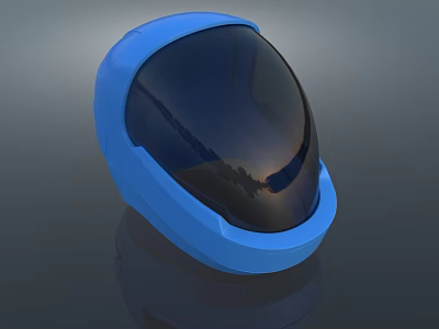 Blue Futuristic Helmet With Transparent Visor And Smooth Surface Design 3d model