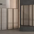Elegant Modern Rattan Room Divider With Folding Panels And Metal Frame Design