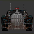Vintage Rusted Car With Modified Metal Body And Decorative Spikes Design