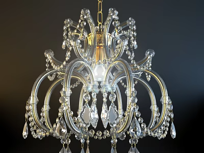 Elegant Crystal Chandelier Design With Gold Frame And Hanging Crystal Pendants 3d model